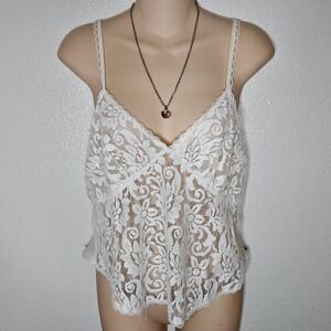 Vintage Victoria's Secret White Lace Sheer Cami Tank Top Camisole Lingerie